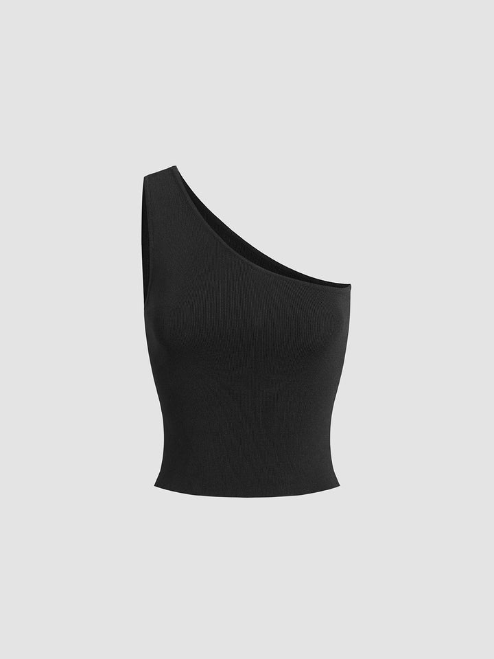 Einfarbiges One-Shoulder-Oberteil