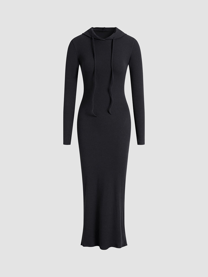 Drop Shoulder Kapuzenkleid mit Kordelzug