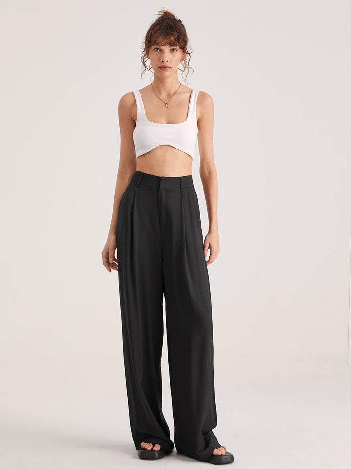 Oversized High Waisted Pleat Front Hose