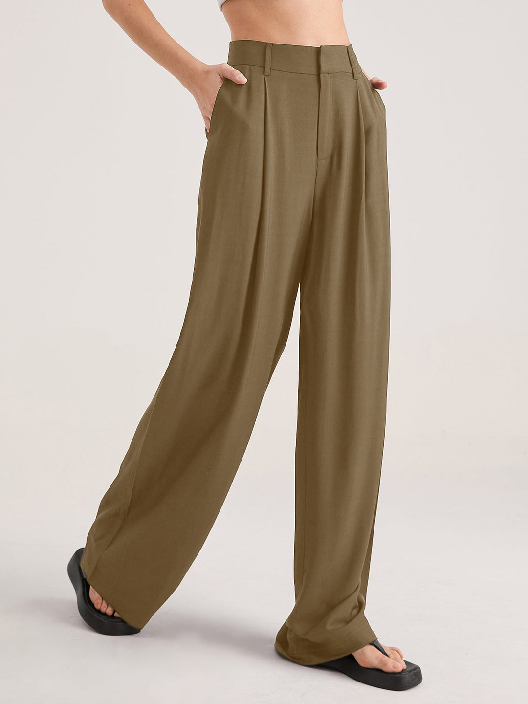 Oversized High Waisted Pleat Front Hose