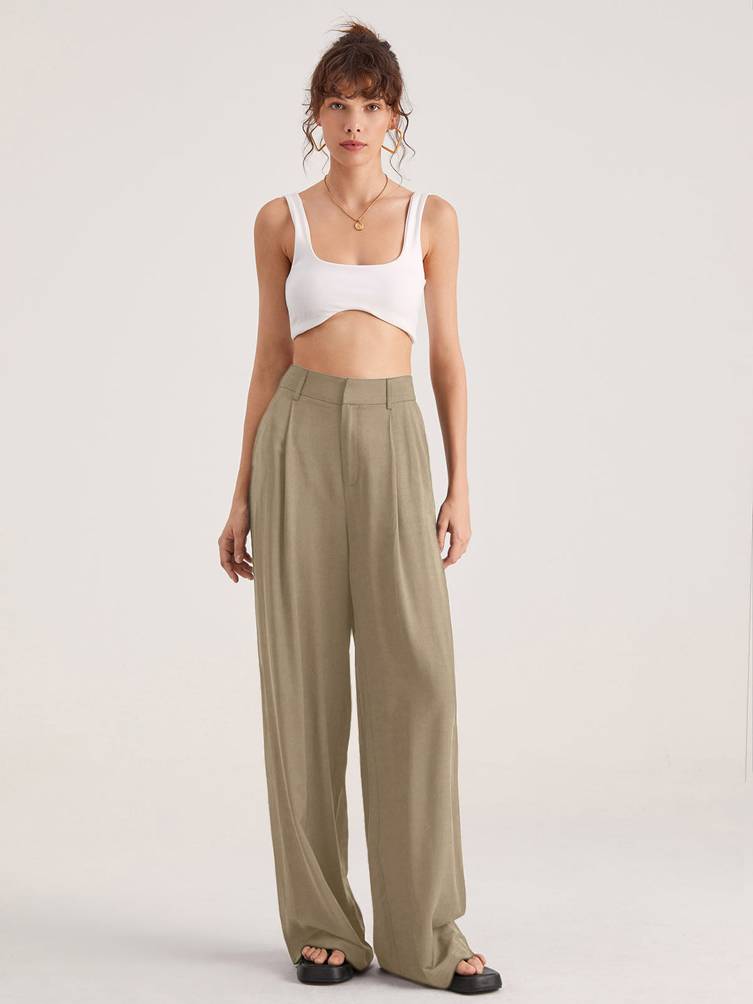 Oversized High Waisted Pleat Front Hose