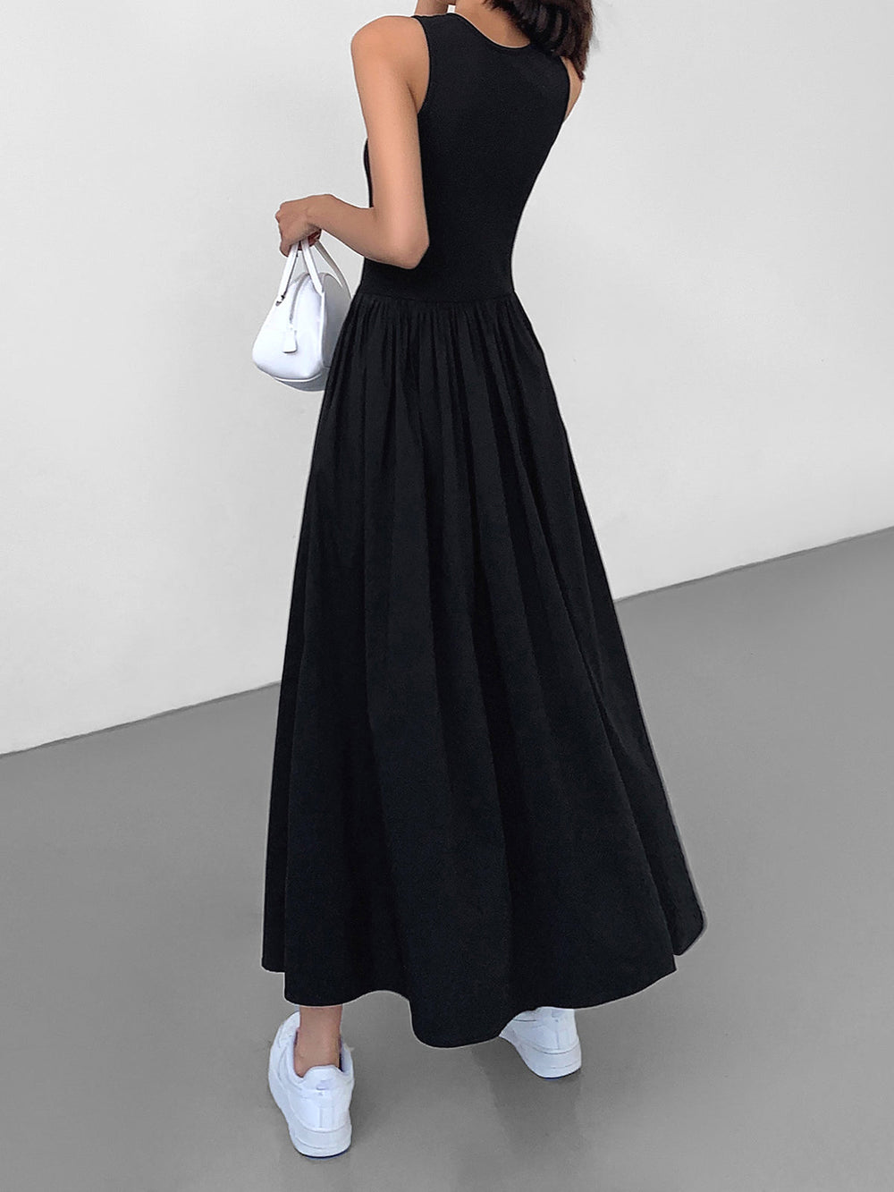Freizeit Rundhals Kleid mit langen Ärmeln