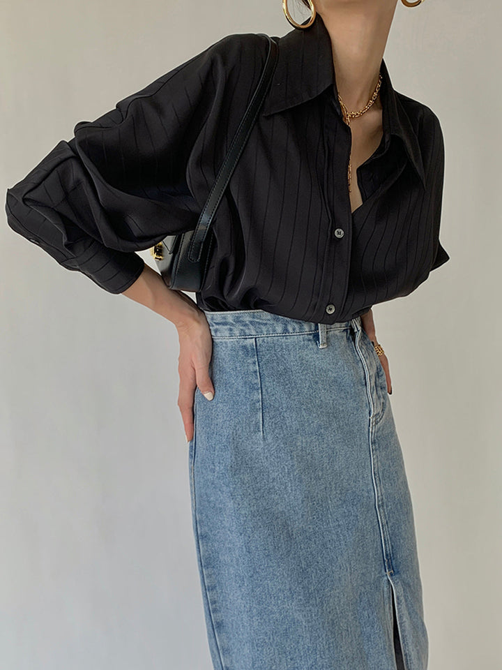 Charlotte Oversized Hemdkragenhemd mit Knopfleiste