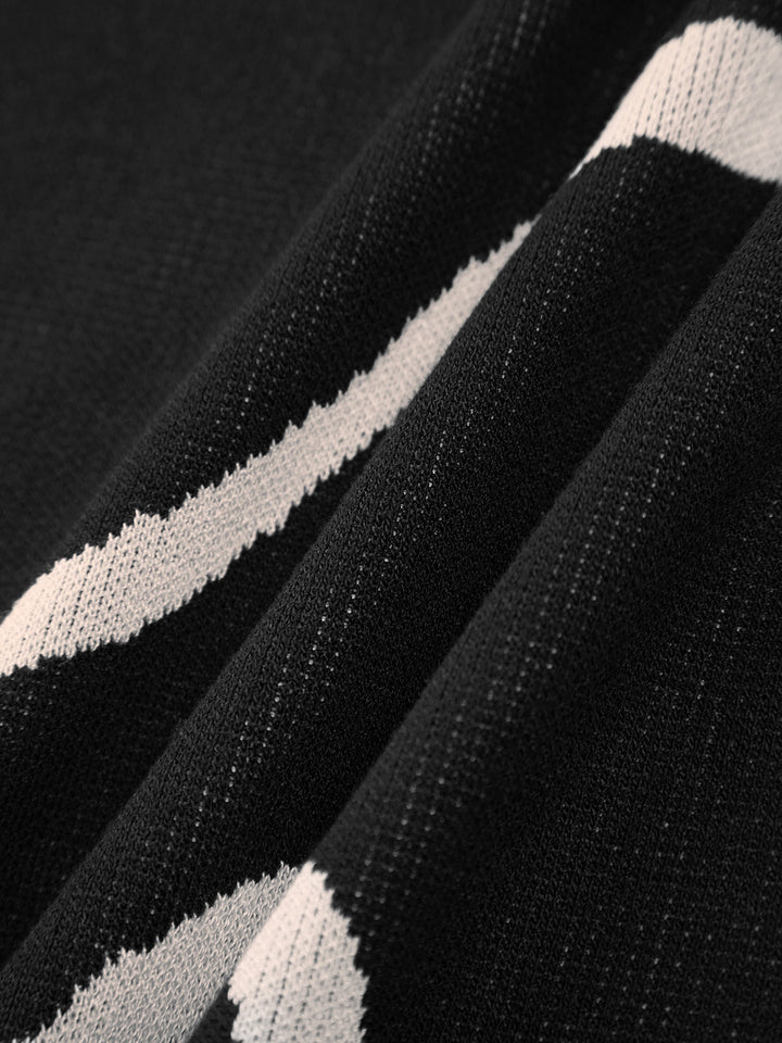 Wellenprint-Träger-Midikleid