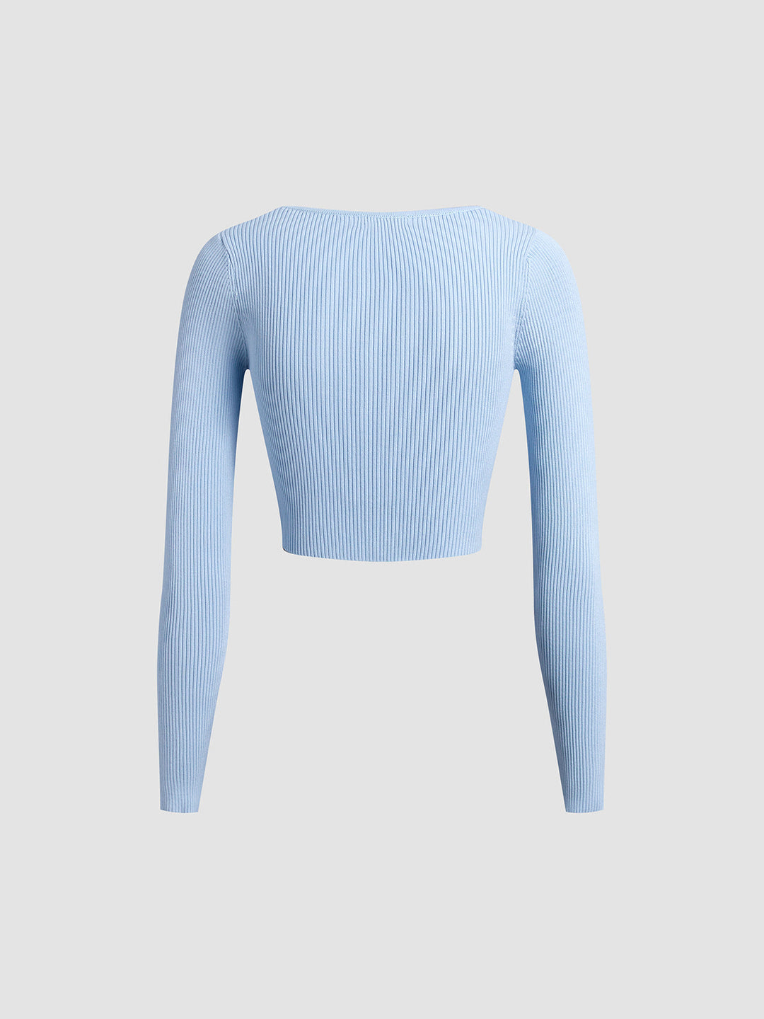 Solides geripptes Crop-Shirt mit quadratischem Ausschnitt