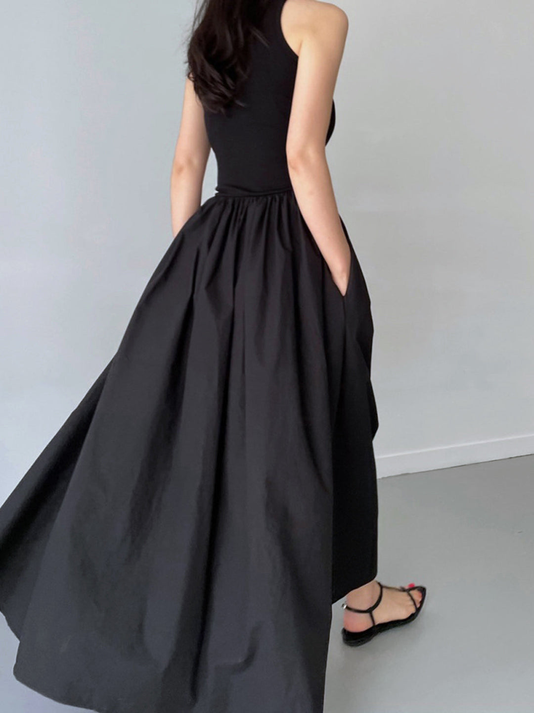 Freizeit Rundhals Kleid mit langen Ärmeln