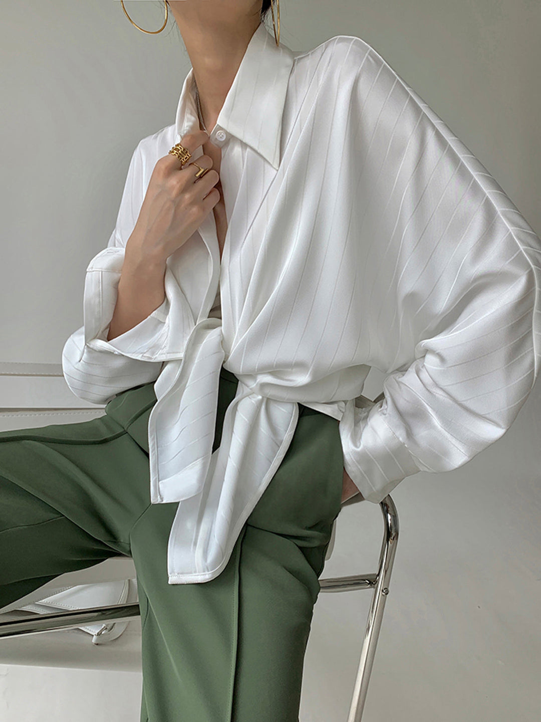 Charlotte Oversized Hemdkragenhemd mit Knopfleiste