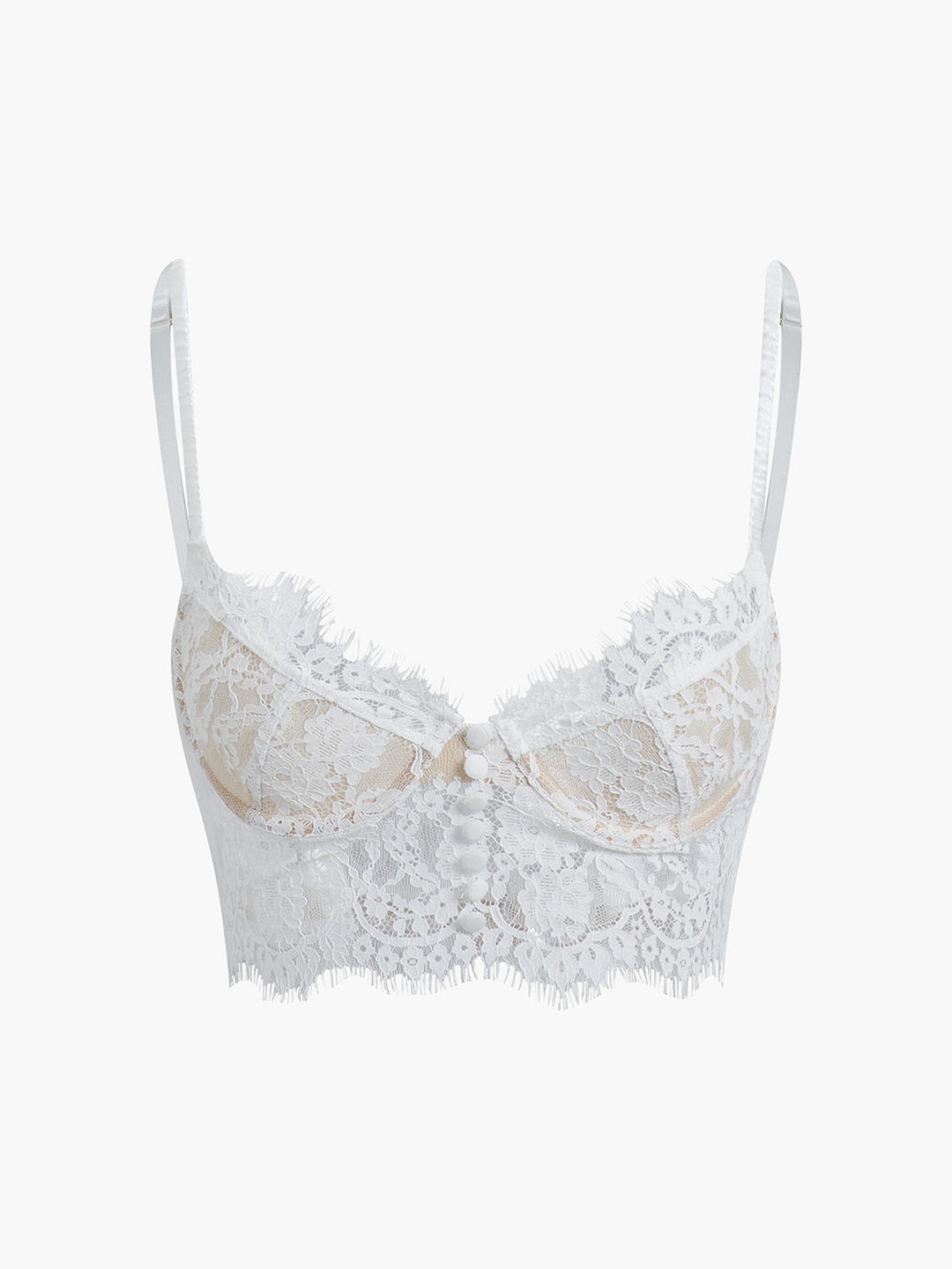 Halbtransparenter Crop-Top-Träger aus Spitze mit doppeltem Haken