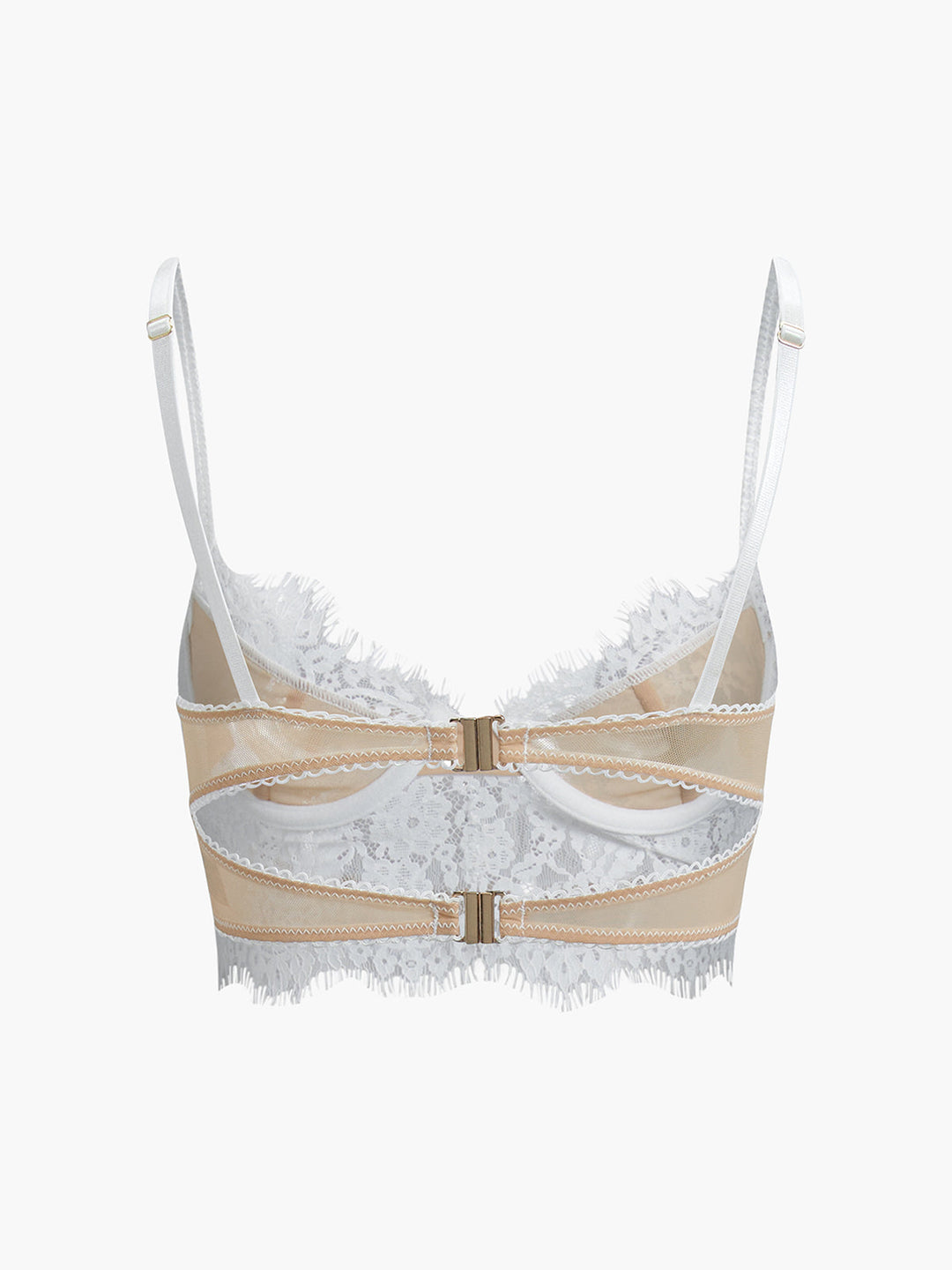 Halbtransparenter Crop-Top-Träger aus Spitze mit doppeltem Haken