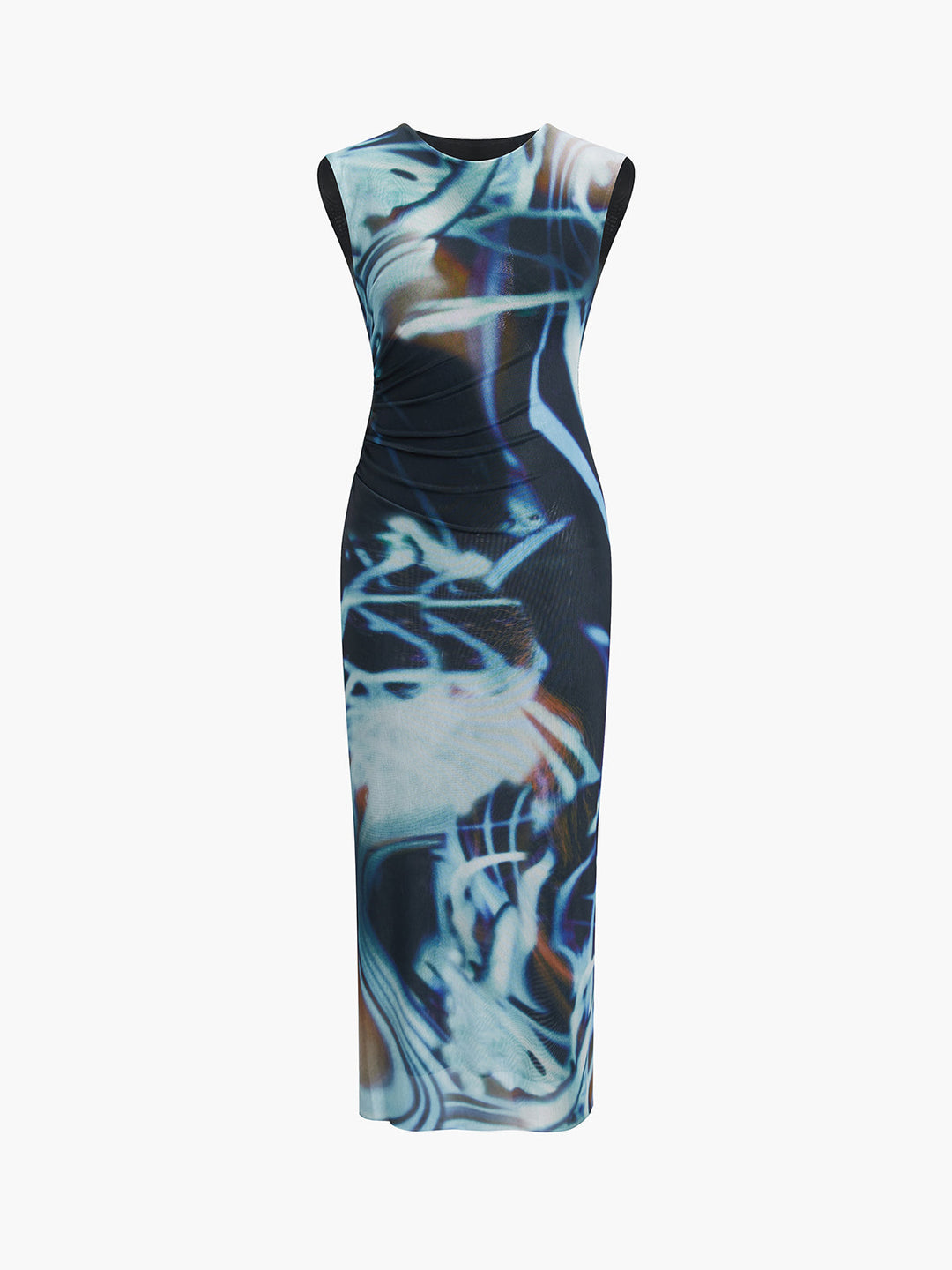 Cyber Waves Mesh Raffkleid Midi
