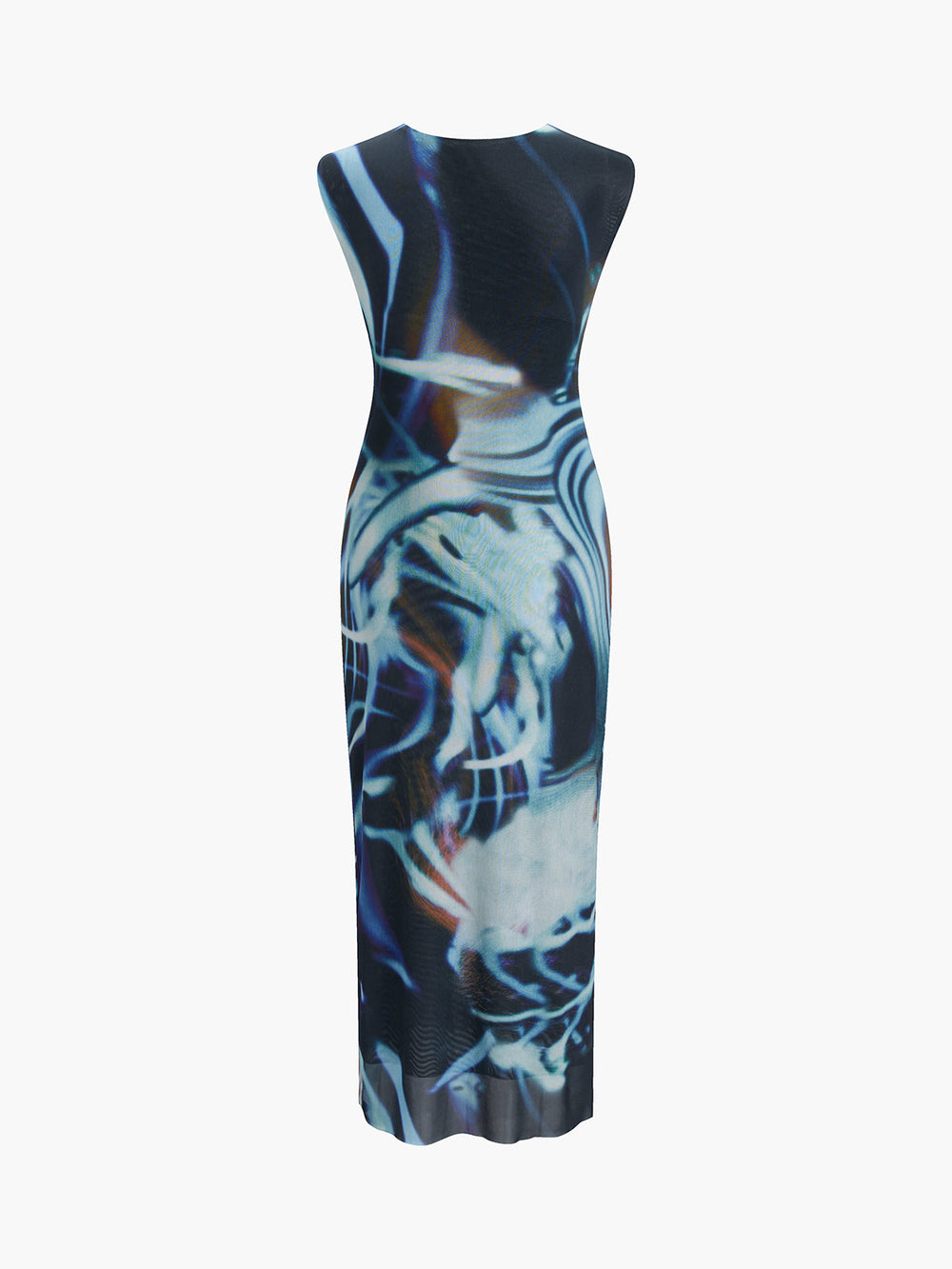 Cyber Waves Mesh Raffkleid Midi