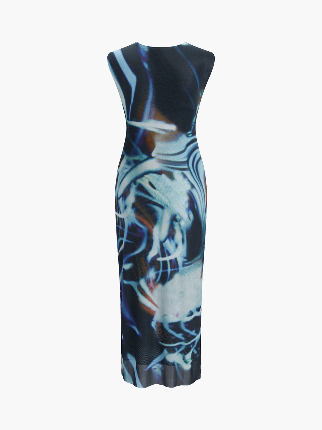 Cyber Waves Mesh Raffkleid Midi