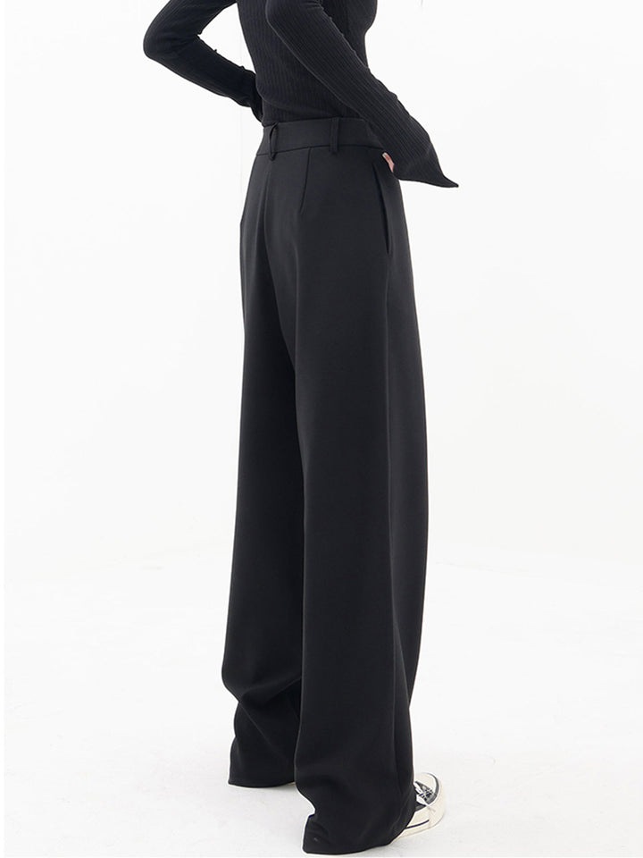 Asymmetrische Lagen-Hemdkragen-Kleiderhose mit weitem Bein