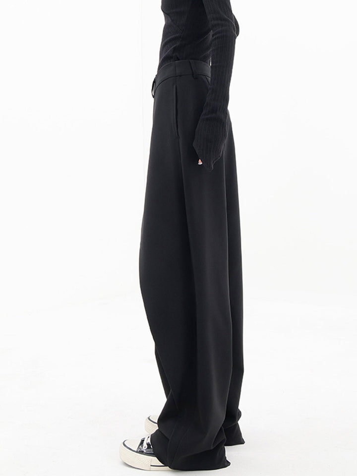 Asymmetrische Lagen-Hemdkragen-Kleiderhose mit weitem Bein