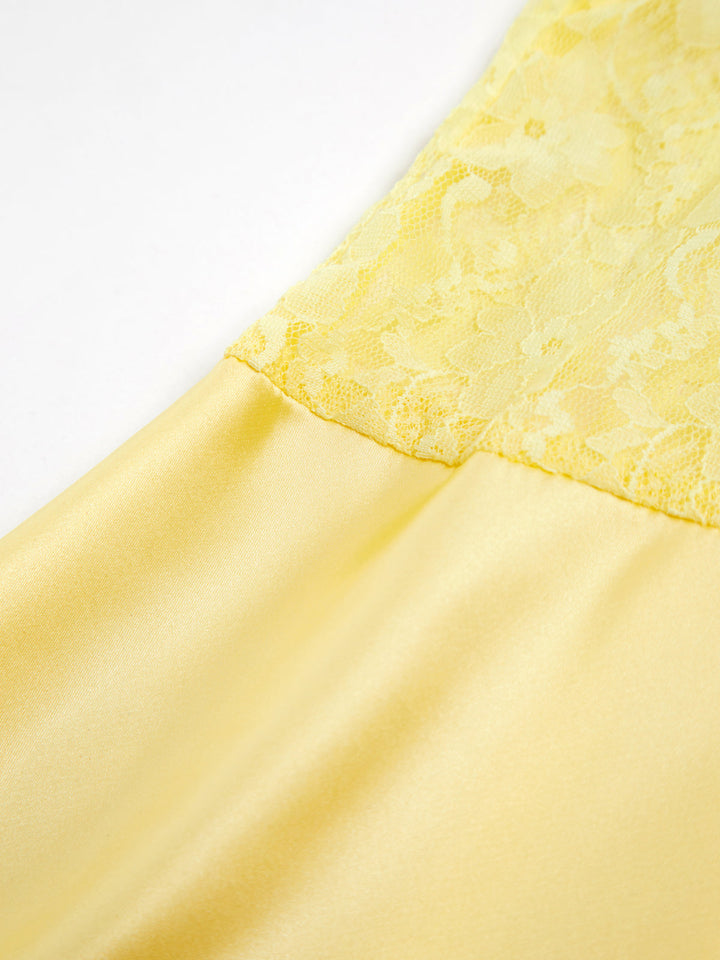 Asymmetrisches trägerloses Röhren-Midikleid aus Spitze