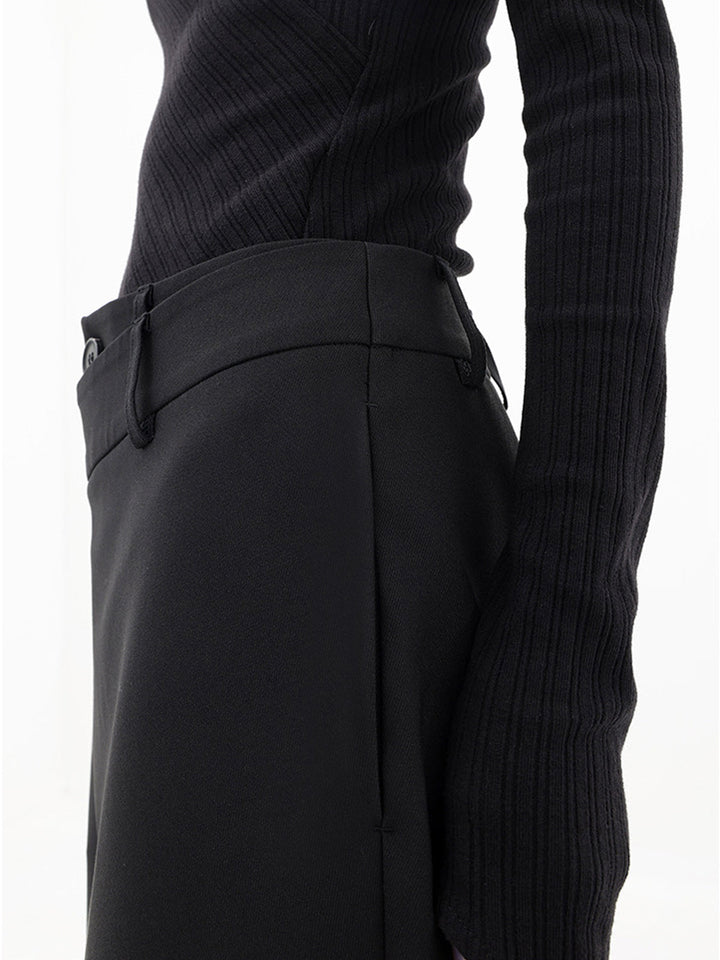 Asymmetrische Lagen-Hemdkragen-Kleiderhose mit weitem Bein