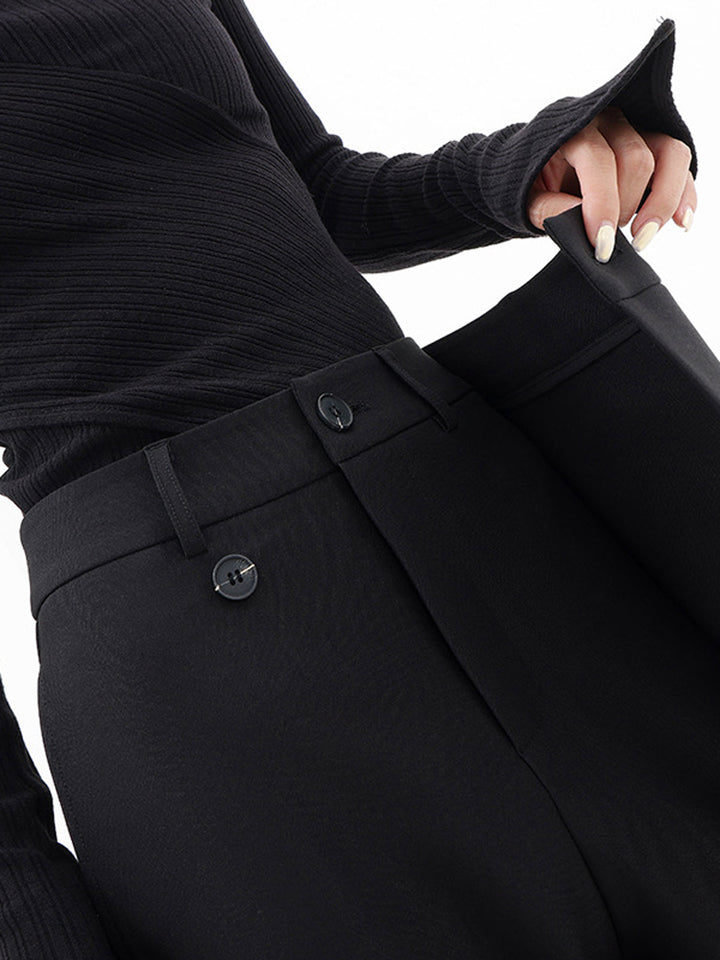 Asymmetrische Lagen-Hemdkragen-Kleiderhose mit weitem Bein