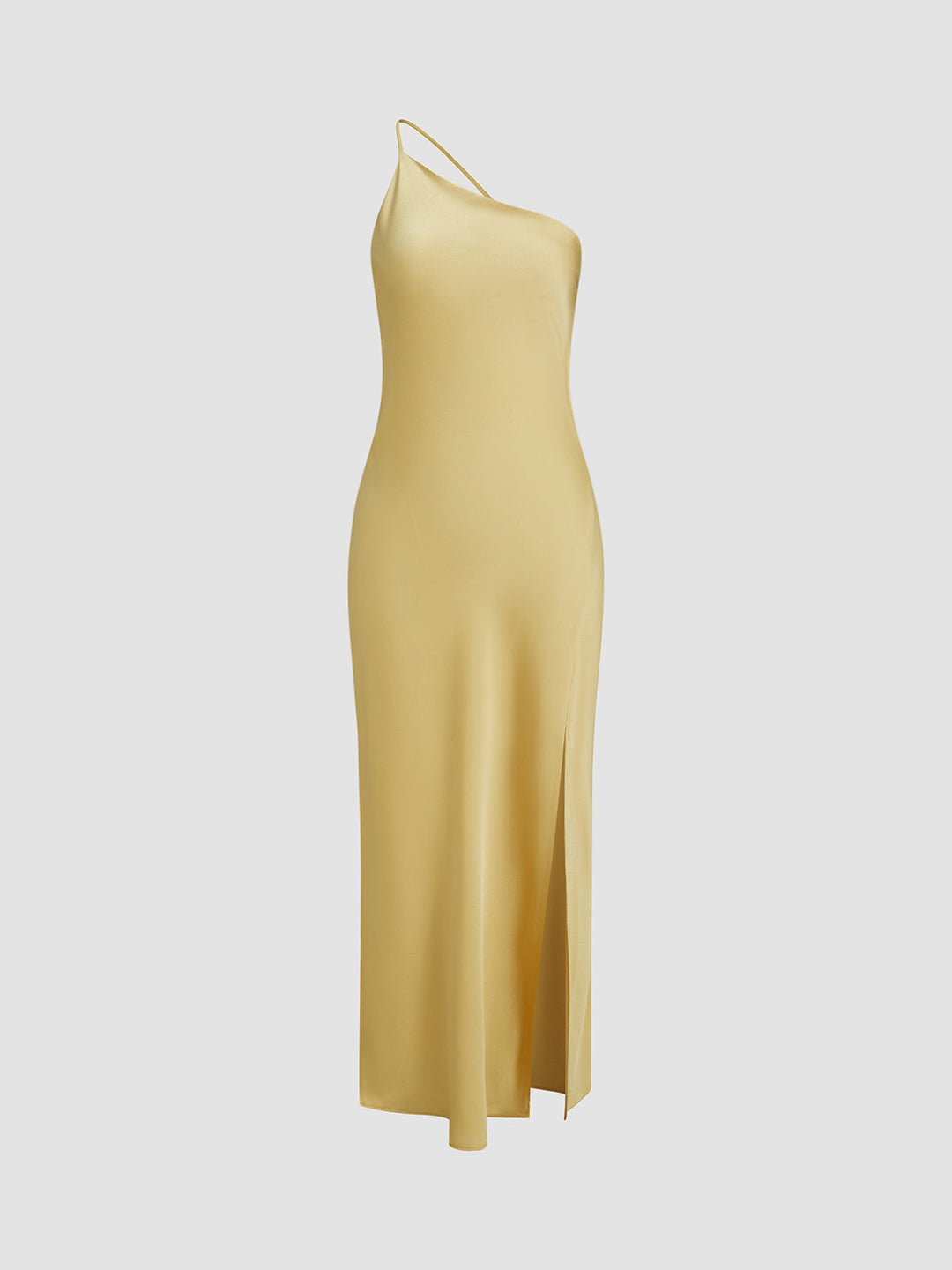 Mondlicht Kleid mit offenem Rücken und Satin-Schlitz, lang