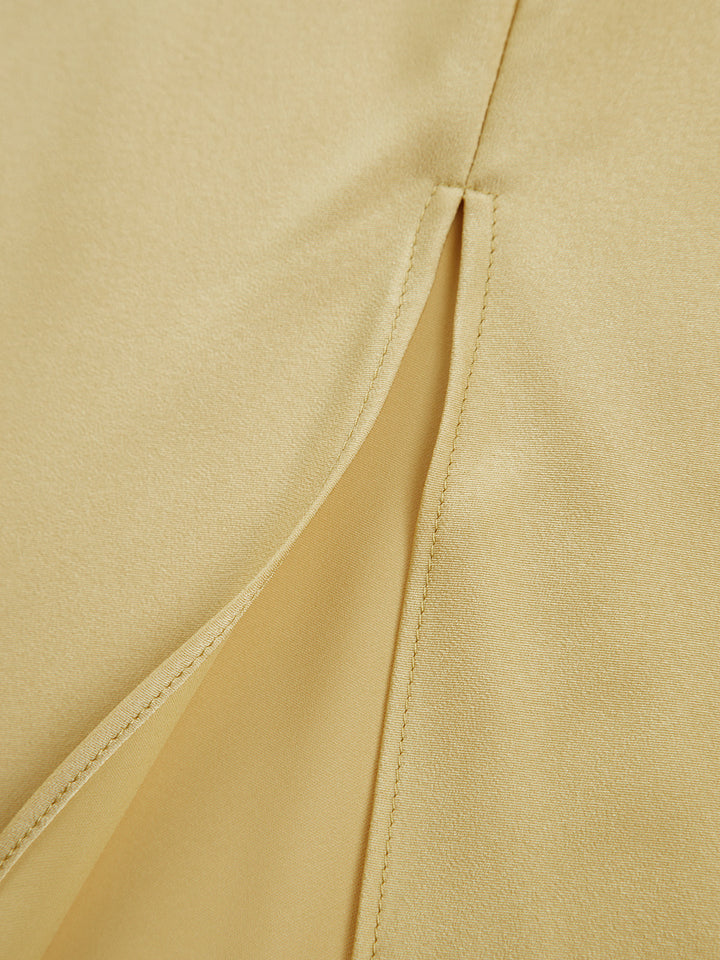 Mondlicht Kleid mit offenem Rücken und Satin-Schlitz, lang