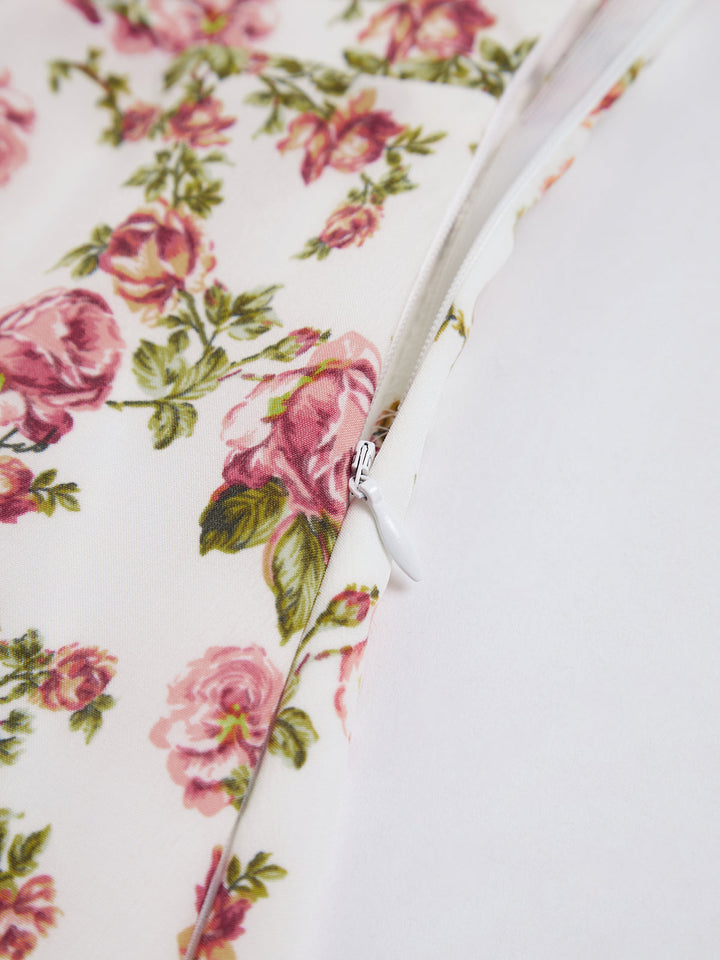 Rosenknospen-Blumen-Midikleid