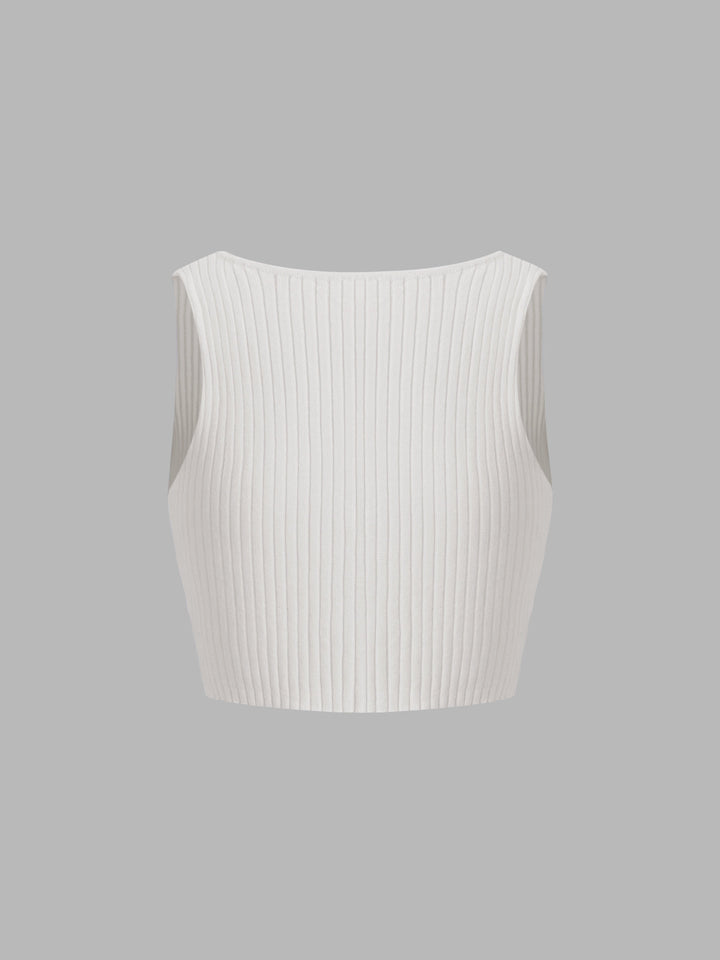 Fly Away Tied Rib Crop Tanktop