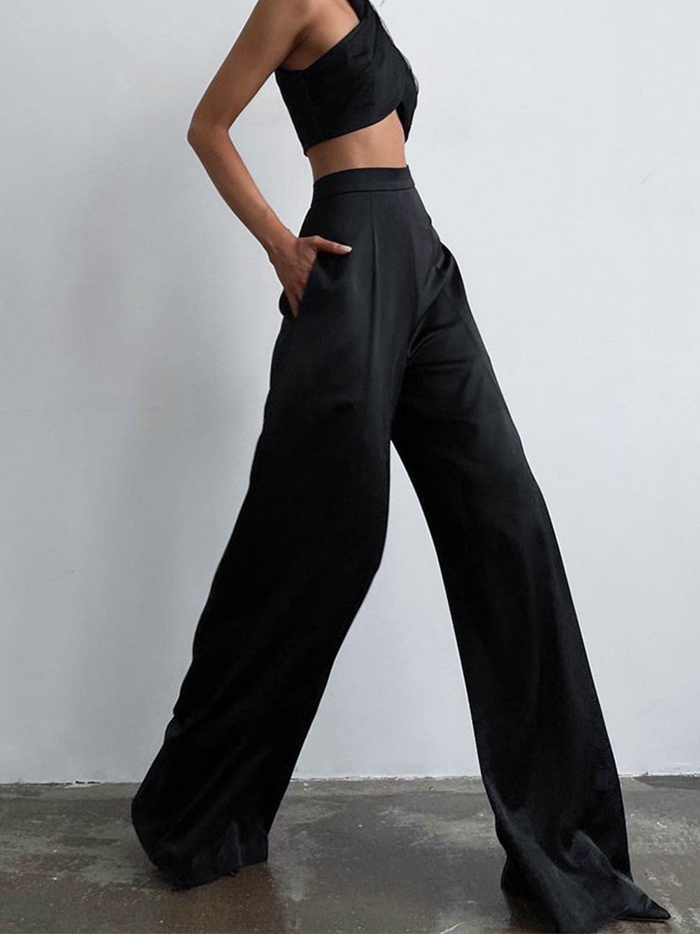 Oversized Satin Weit Bein Kleid Hose