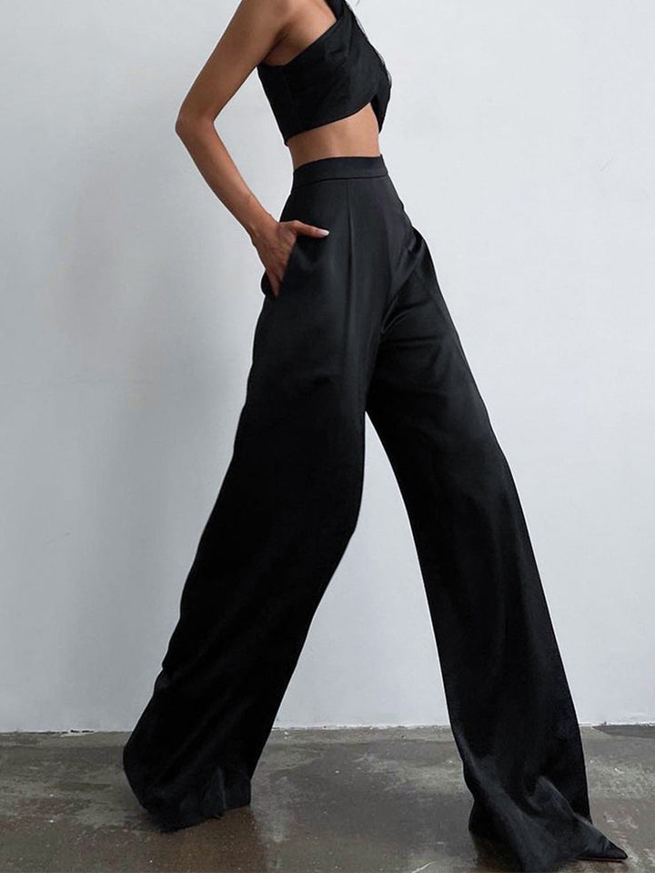 Oversized Satin Weit Bein Kleid Hose