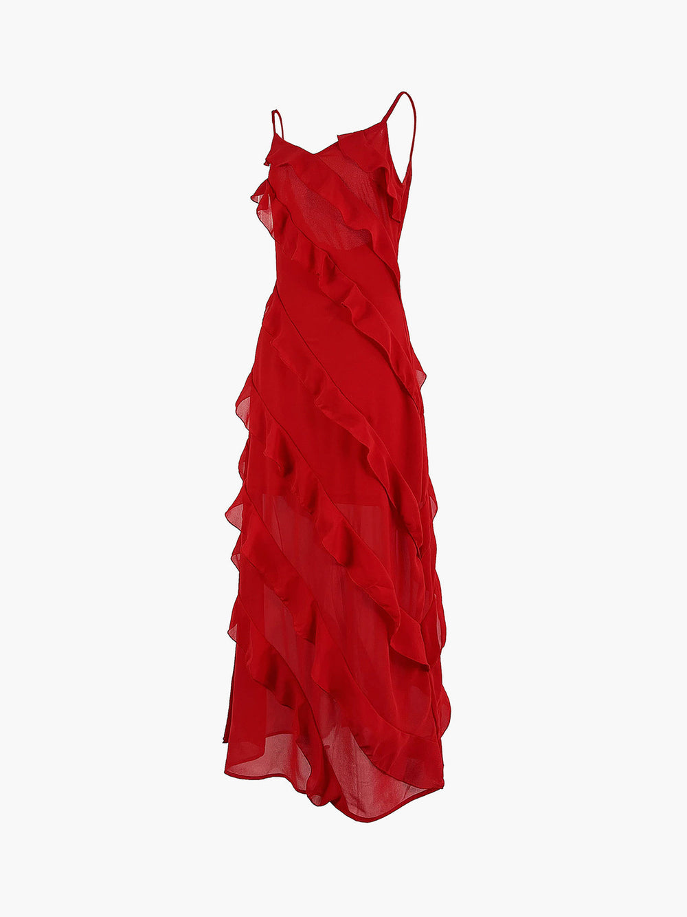 Halbtransparente Rüschen-Langarm-Kleid mit Reißverschluss