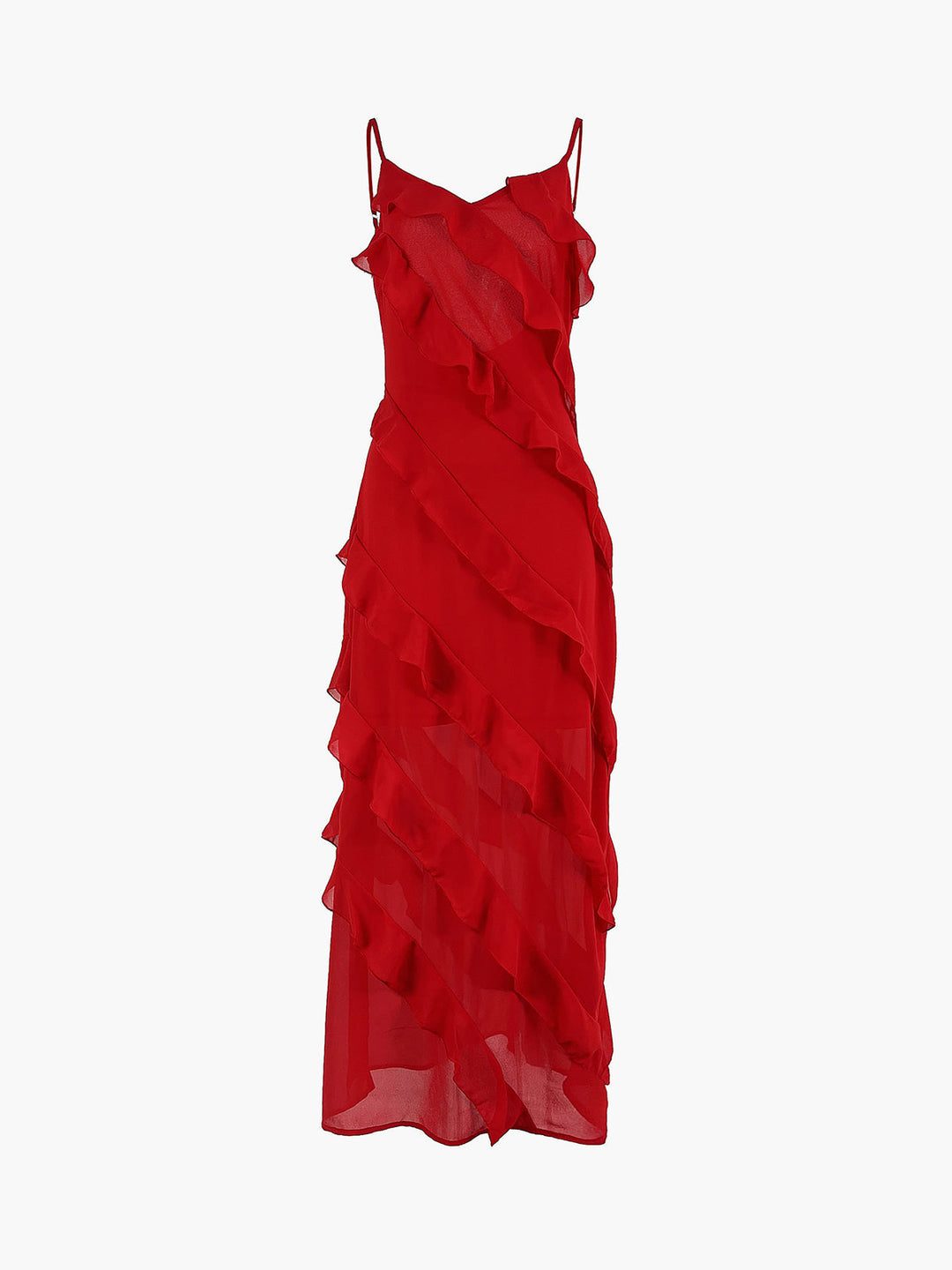 Halbtransparente Rüschen-Langarm-Kleid mit Reißverschluss