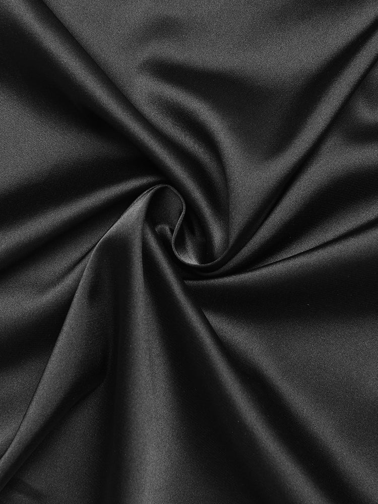 Satin Zweiteiliges Rockset mit rohem Saum und Bindung