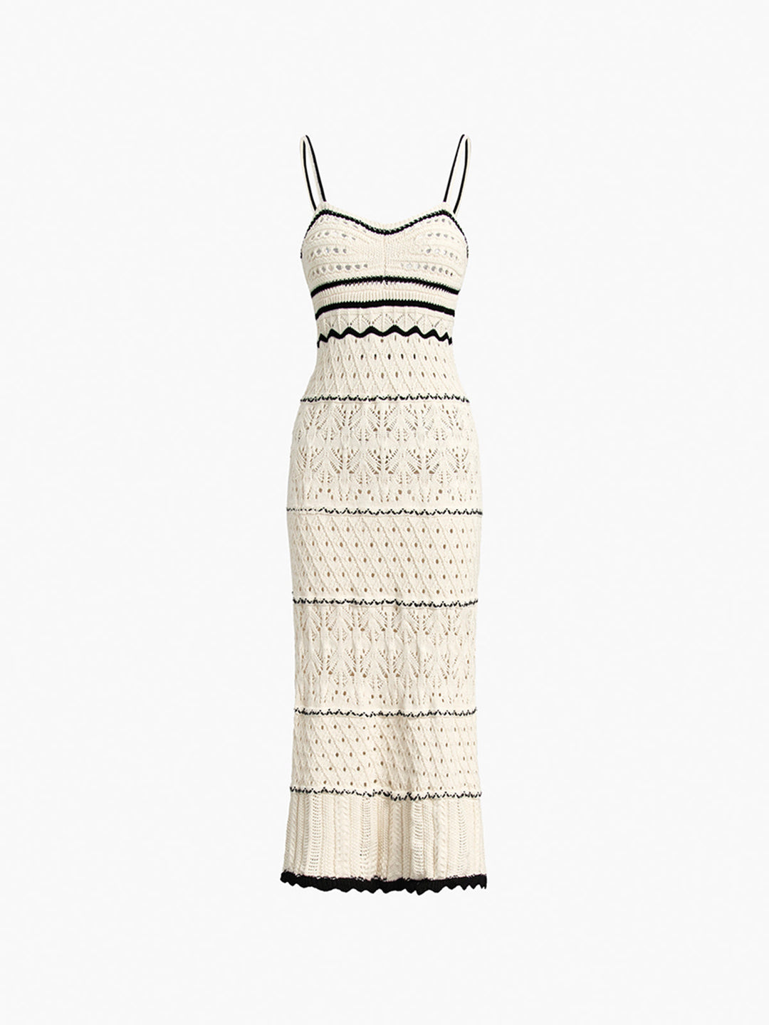 Paros Häkelkleid mit Lochstickerei, durchsichtig, knielang