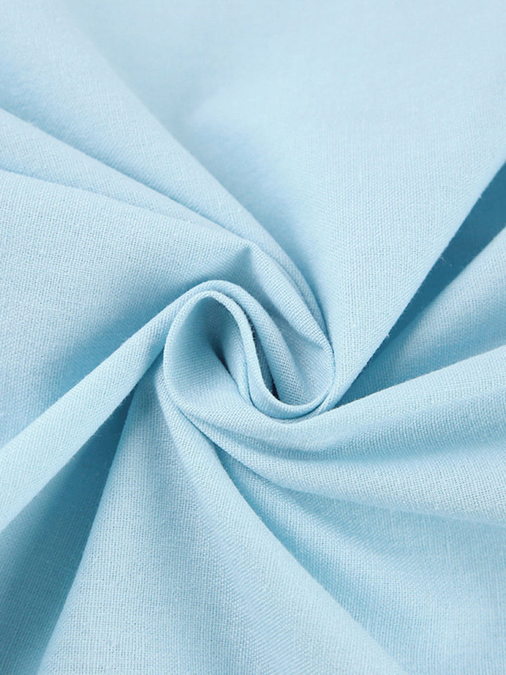Leinen-Baumwoll-Kleid mit Bindedetail vorne, Knielänge