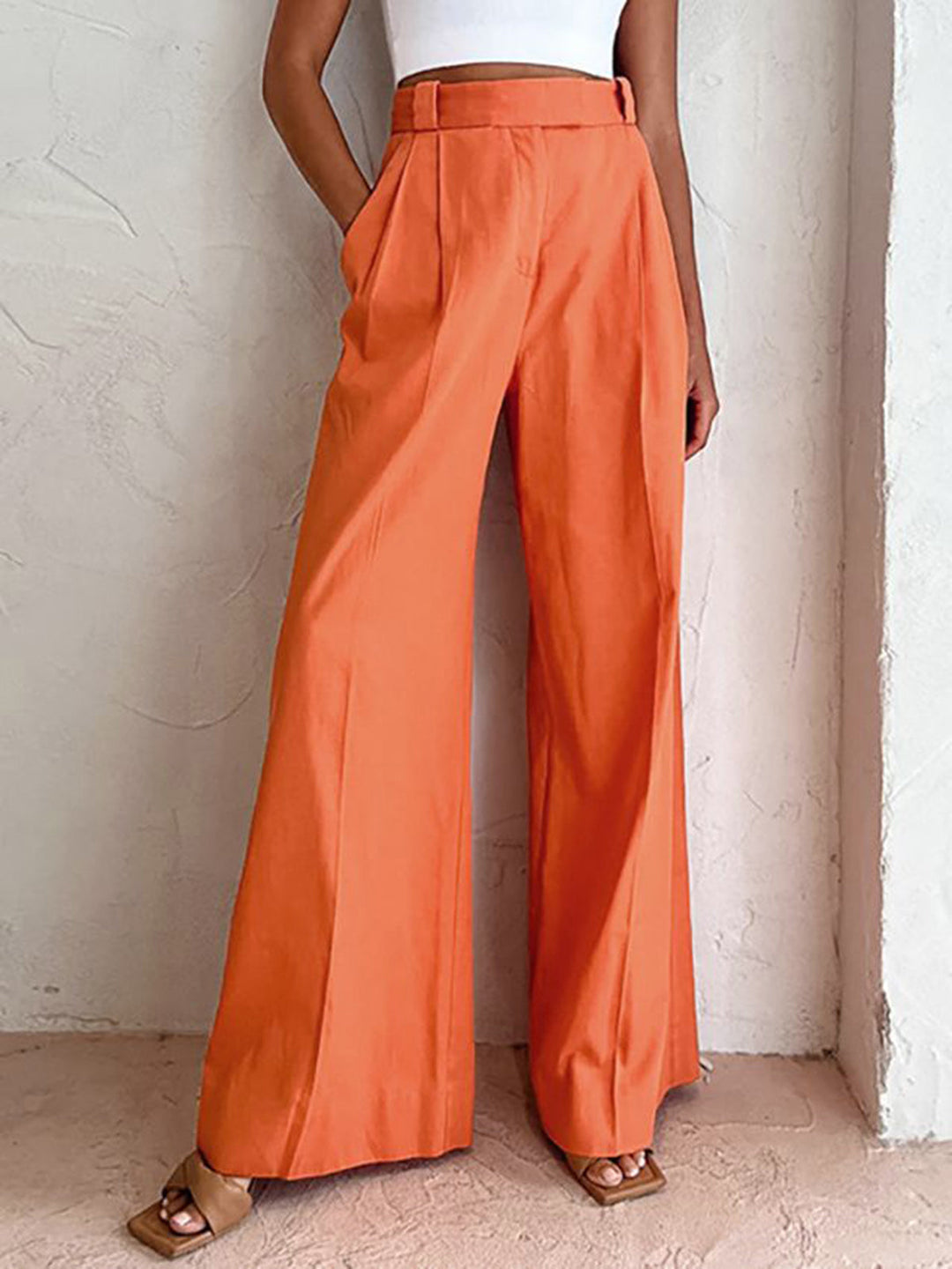 Vitamin C Leinen Baumwolle Hose mit weitem Bein