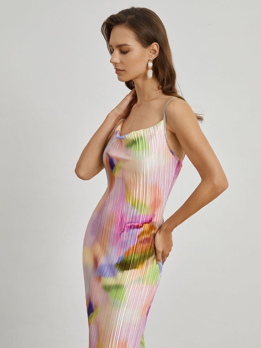 Tie Dye Falten Maxikleid