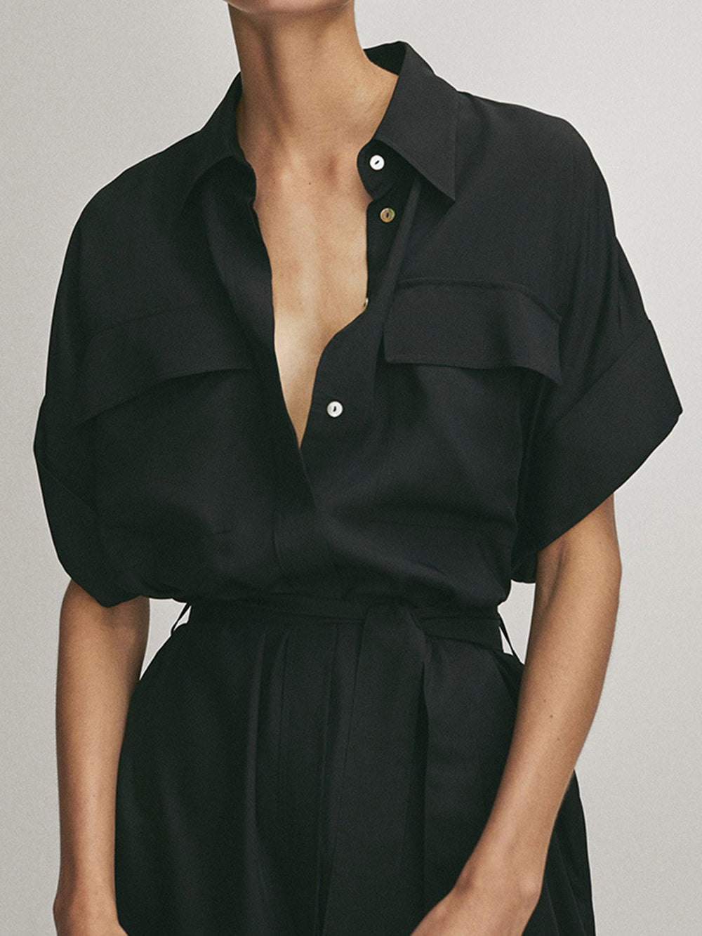 Polo-Taschen-Kleid Midi
