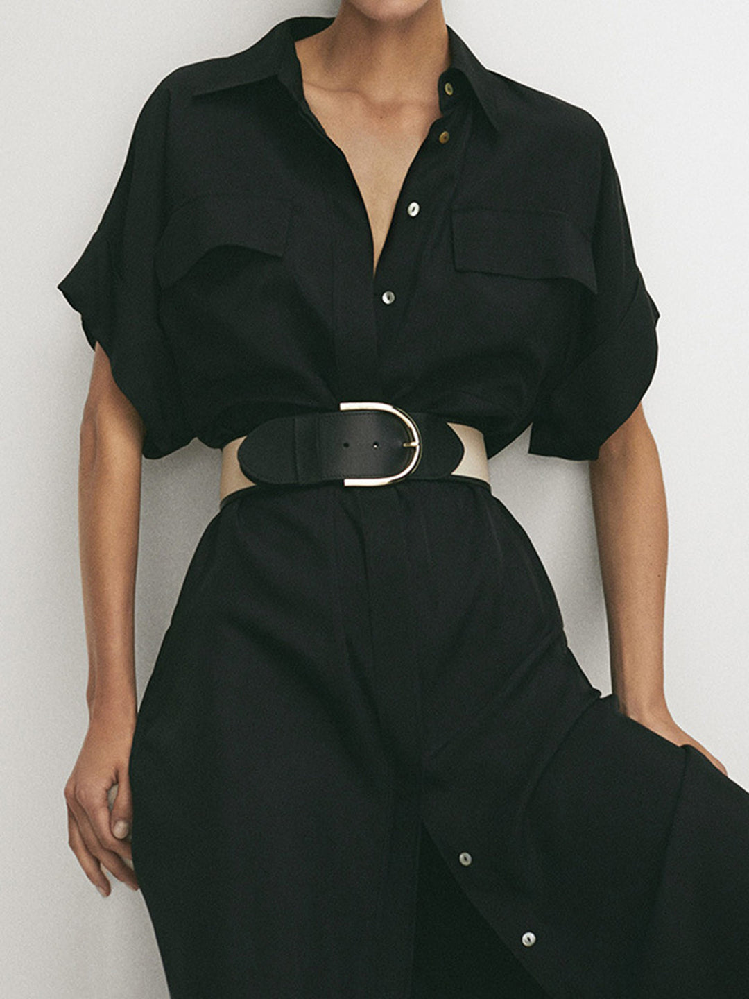 Polo-Taschen-Kleid Midi