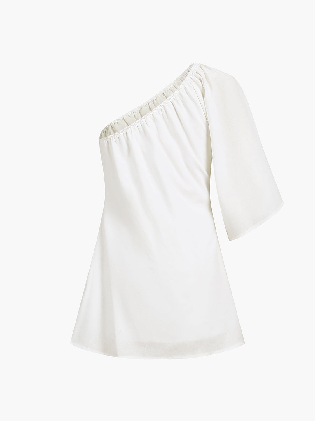 Aegean Baumwoll-Leinen-Kleid mit einem Ärmel und kurzen Ärmeln