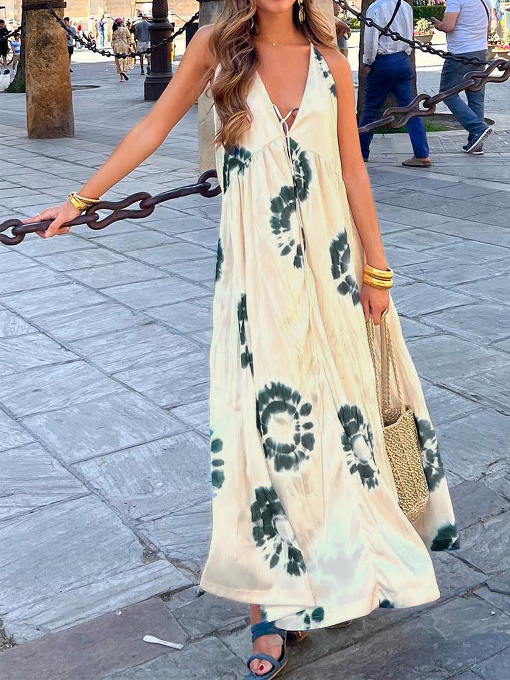 Tinten-Schleife Freizeit Maxikleid