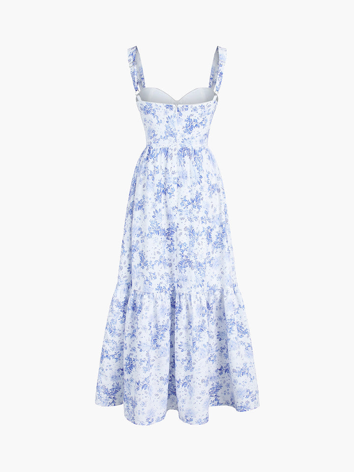 Vergissmeinnicht Blumen-Taschen Langärmeliges Kleid mit Reißverschluss