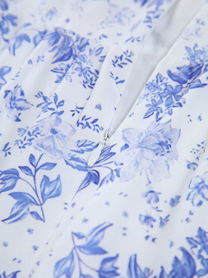 Vergissmeinnicht Blumen-Taschen Langärmeliges Kleid mit Reißverschluss
