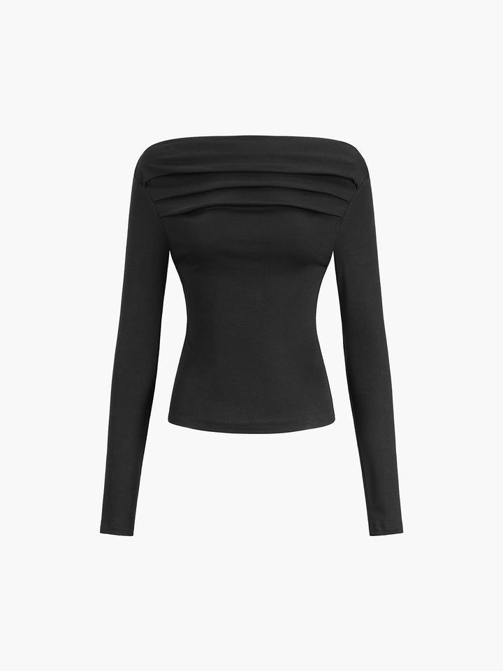 Schräges schulterfreies Langarmshirt