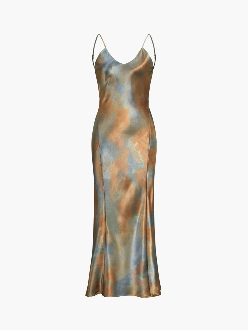 Neptun Satin Kleid mit tiefem Rückenausschnitt