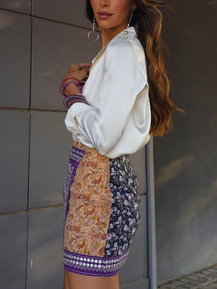 Asymmetrischer Minirock mit Blumenprint