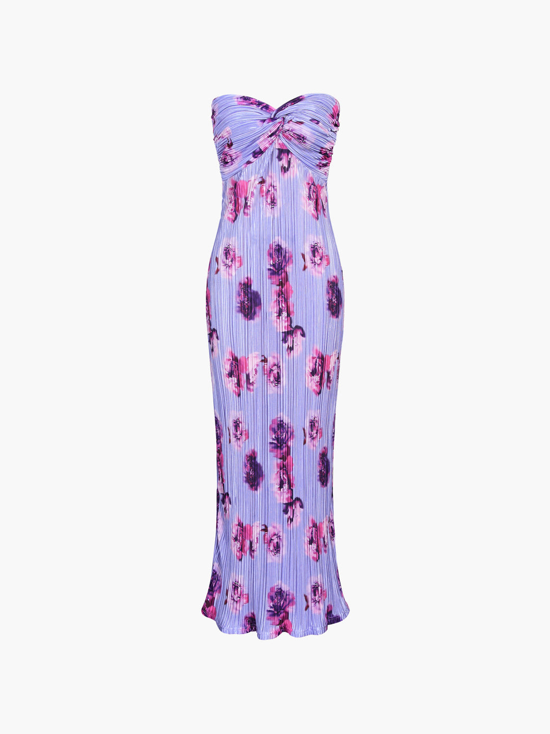 Florales Plissee Twist-Träger Maxikleid