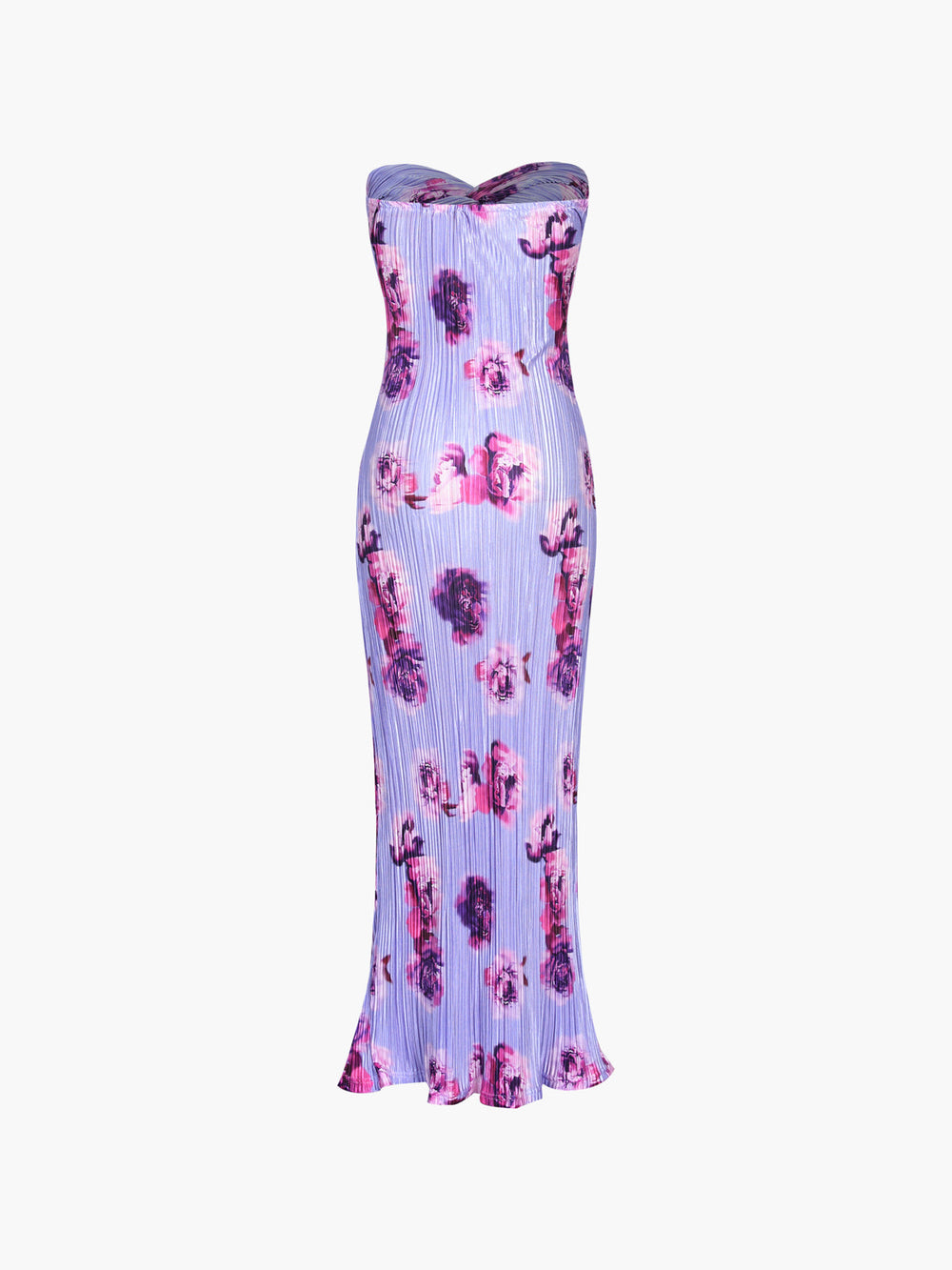 Florales Plissee Twist-Träger Maxikleid