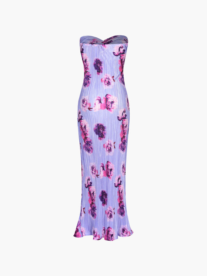 Florales Plissee Twist-Träger Maxikleid