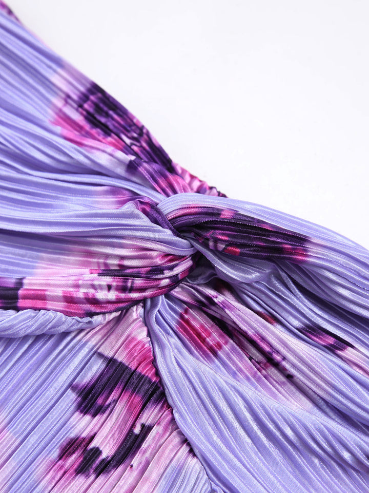 Florales Plissee Twist-Träger Maxikleid