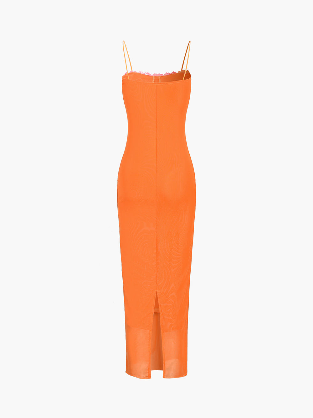 Halbtransparente Netz-Kleid mit Spitzenbesatz, lang