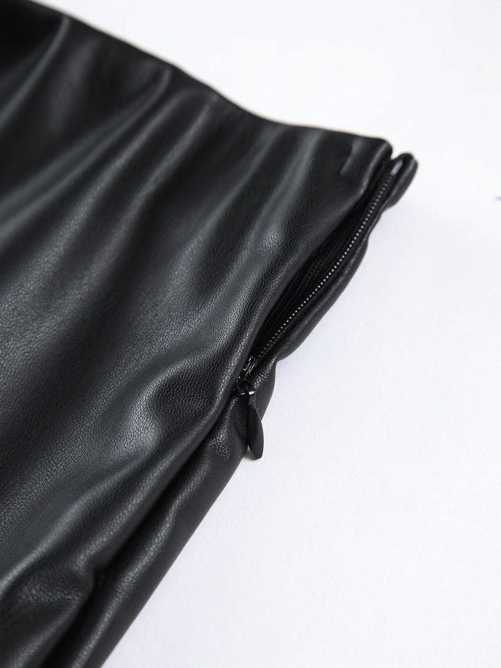 Faux Leder Minirock mit Reißverschluss