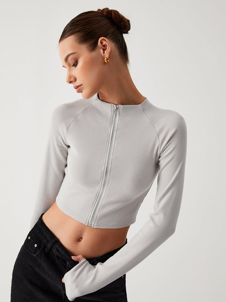 Kaffee Langarmshirt Crop